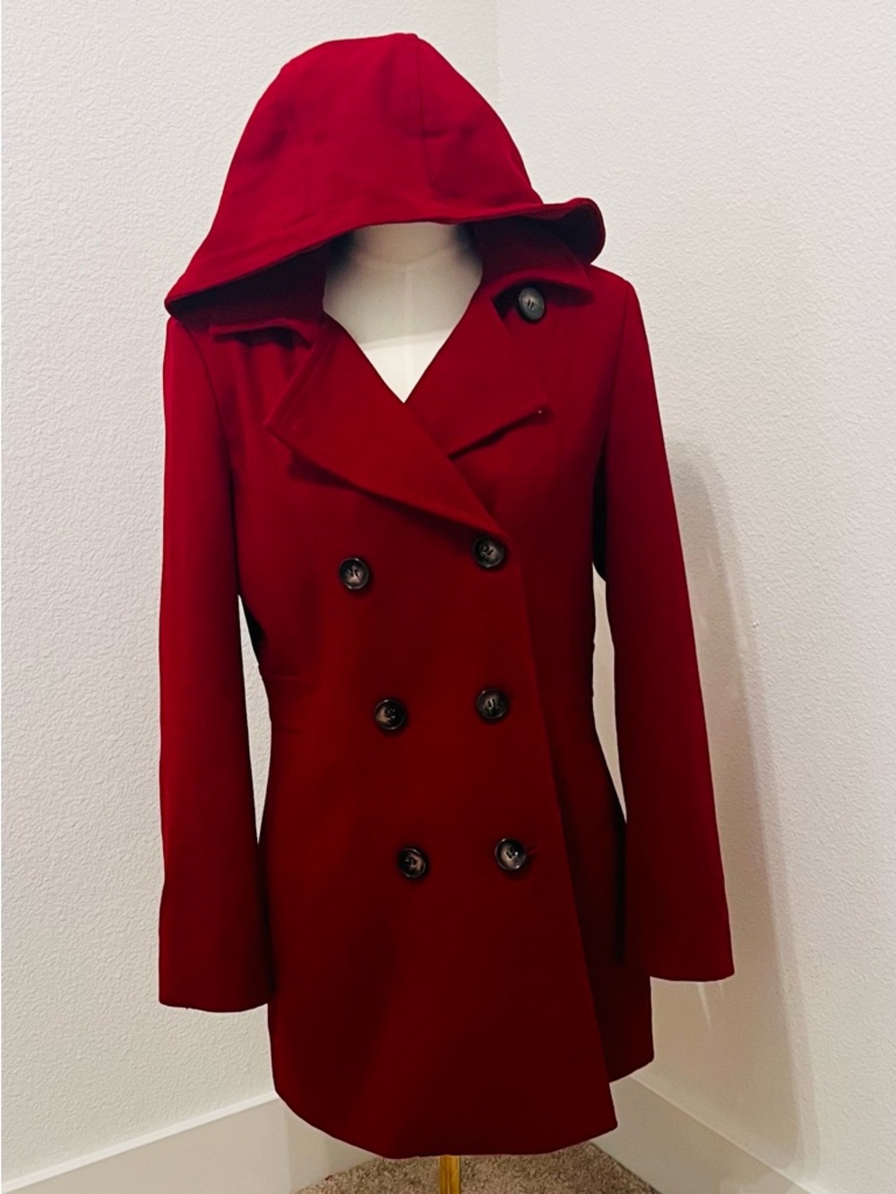 Liz Claiborne Vibrant Red Double-Breasted Peacoat - Picture 2 of 12